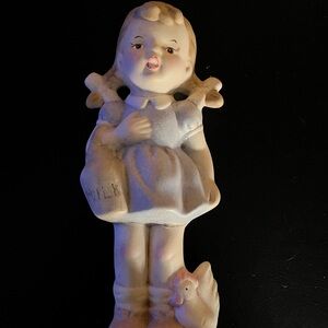 Charming Girl Figurine with Milk and Chicken Accent